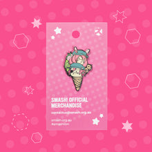 Load image into Gallery viewer, SMASH! Mascot Pin - Cyrus and Skadi Ice-Cream
